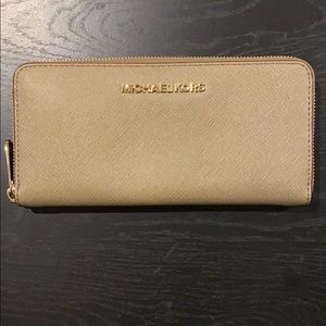 Michael Kors Beige Leather Continental Wallet